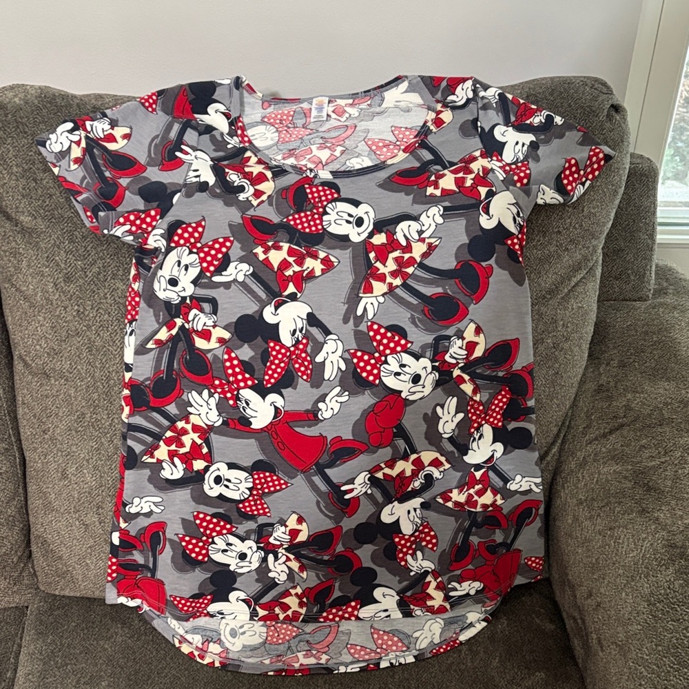 LuLaRoe Kids Minnie Mouse Red and Gray Tee